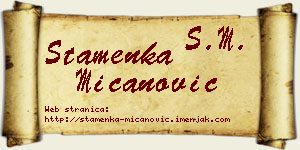 Stamenka Mićanović vizit kartica